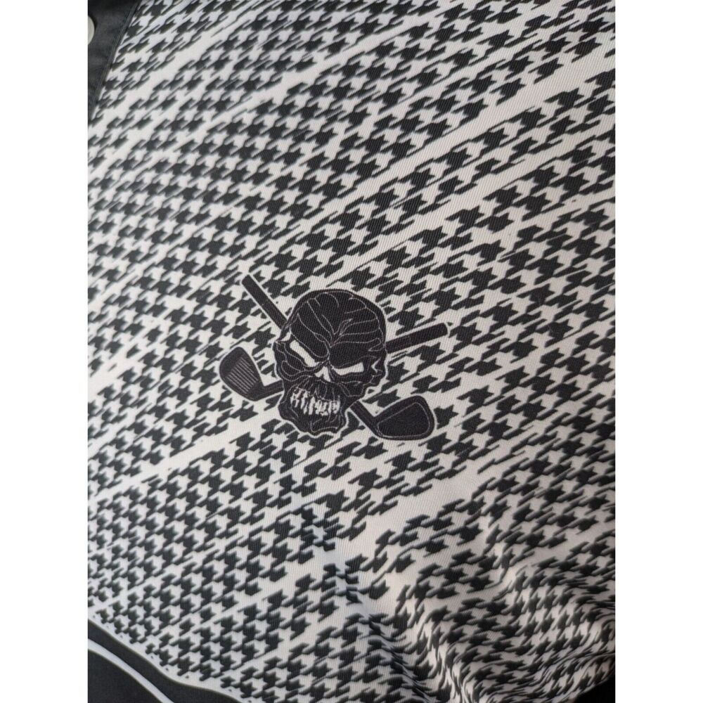 Tattoo Golf Mens M Polo Shirt Black White Houndstooth Print Athletic Performance - Picture 8 of 10